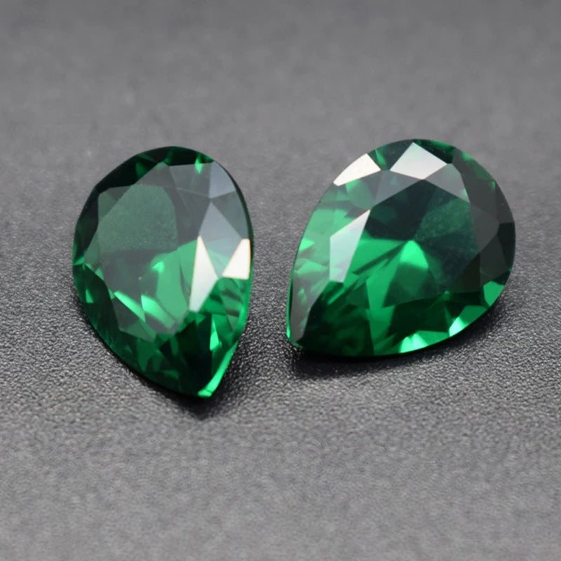 Lab Created Green Emerald Pear Cut Faceted Loose Gemstone 4X6 mm