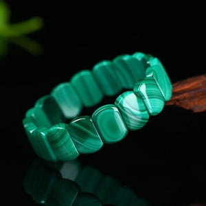 Green Malachite Chrysocolla Bracelet Rectangle Beads Healing Stone Crystal