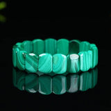 Green Malachite Chrysocolla Bracelet Rectangle Beads Healing Stone Crystal