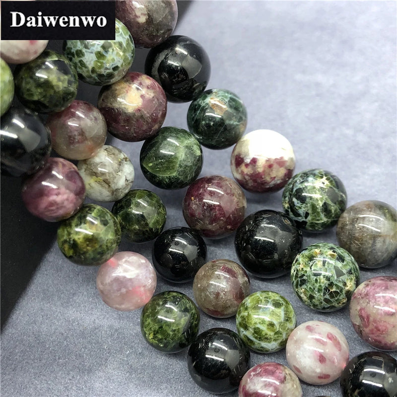 Green Tourmaline Beads 6-12mm Round Natural Loose Stone Bracelet