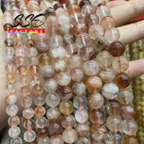 Natural Red Rutilated Quartz Round Beads 6-10mm 15''