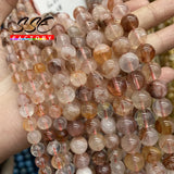 Natural Red Rutilated Quartz Round Beads 6-10mm 15''