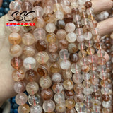 Natural Red Rutilated Quartz Round Beads 6-10mm 15''