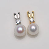 Freshwater Pearl Pendant 925 Silver Zircon Inlaid, 7-8mm