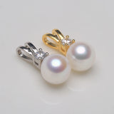 Freshwater Pearl Pendant 925 Silver Zircon Inlaid, 7-8mm