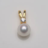 Freshwater Pearl Pendant 925 Silver Zircon Inlaid, 7-8mm