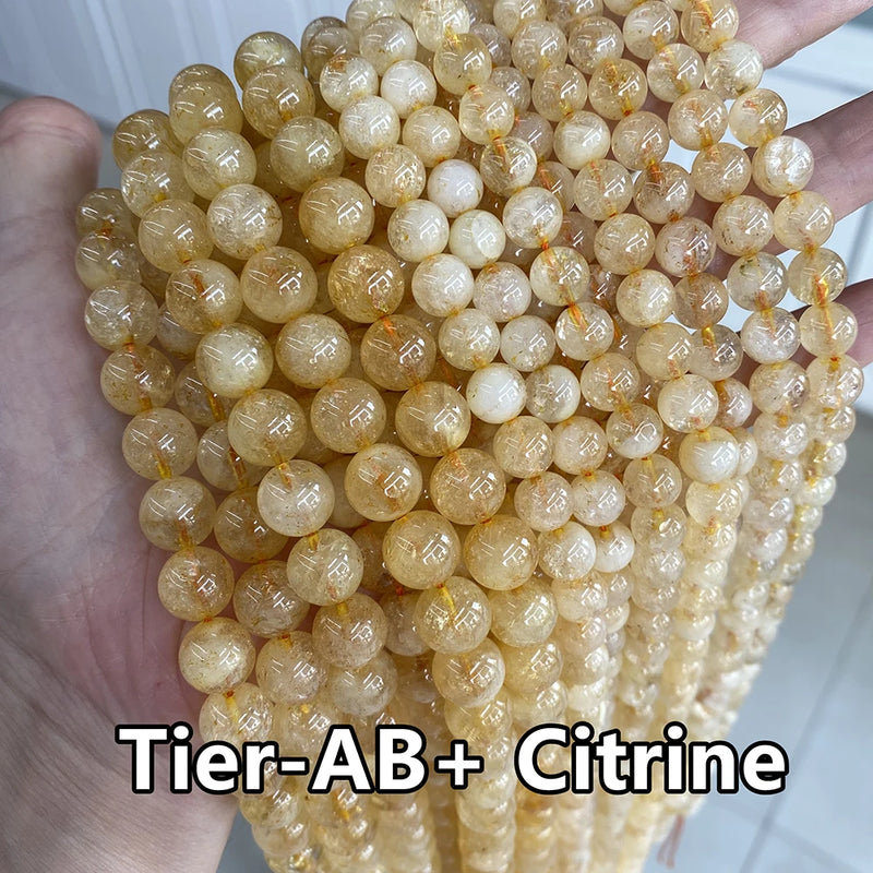 Yellow Citrine Beads 4-12mm DIY Jewelry Making Stone