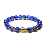 Royal Tiger Eye Men's Bracelet Natural Stone Buddha Stretch Charm Bracelets