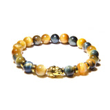 Royal Tiger Eye Men's Bracelet Natural Stone Buddha Stretch Charm Bracelets