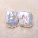 Square Shape Freshwater Natural Pearl Beads Pair 19-25MM