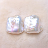 Square Shape Freshwater Natural Pearl Beads Pair 19-25MM