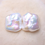 Square Shape Freshwater Natural Pearl Beads Pair 19-25MM