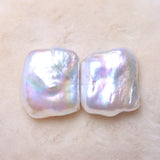 Square Shape Freshwater Natural Pearl Beads Pair 19-25MM