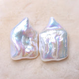 Square Shape Freshwater Natural Pearl Beads Pair 19-25MM