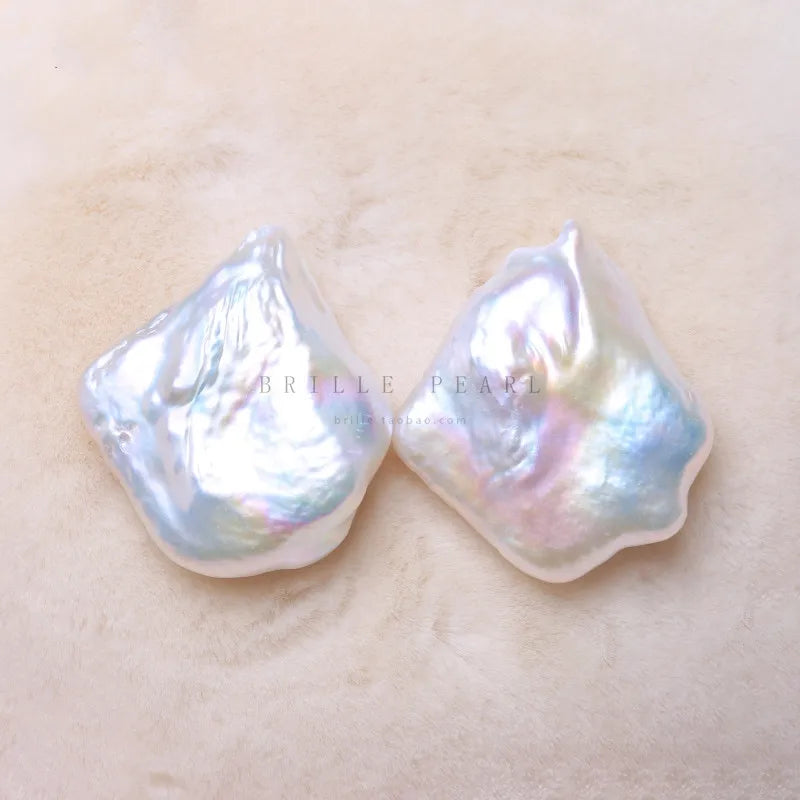 Square Shape Freshwater Natural Pearl Beads Pair 19-25MM