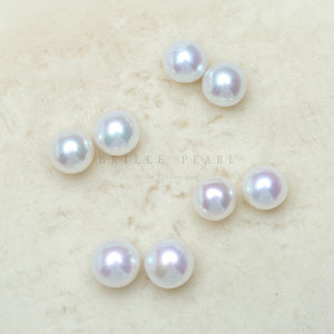 Freshwater Akoya Natural Pearl Round Beads for DIY Earrings 7-8mm
