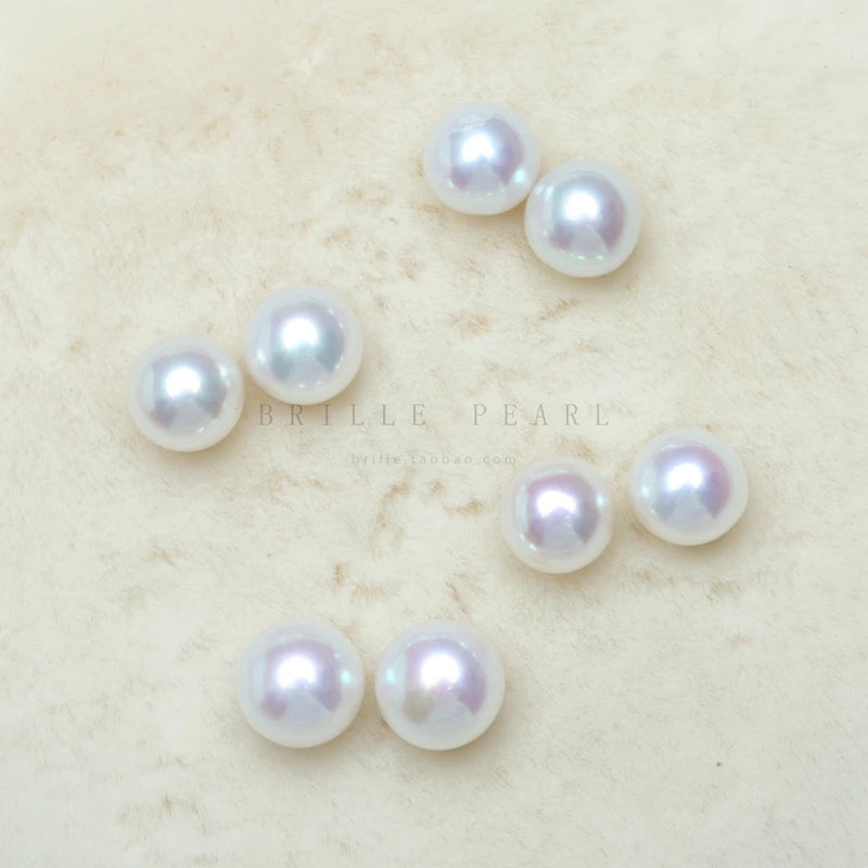 Freshwater Akoya Natural Pearl Round Beads for DIY Earrings 7-8mm