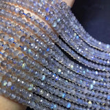 Rainbow Labradorite Roundel Faceted Beads 3/4/6mm 14in