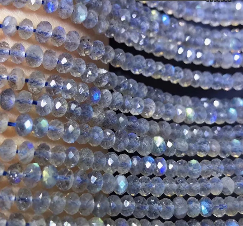 Rainbow Labradorite Roundel Faceted Beads 3/4/6mm 14in