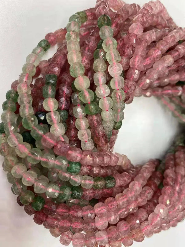 Natural Crystal Red Green Strawberry Gradient 4x4mm DIY Jewelry