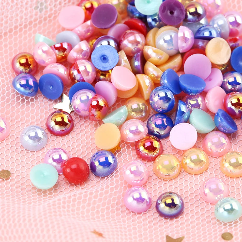 Half-Pearls Stick-On Flatback Resin Beads DIY Craft Decor Clothing Accessory