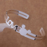 Sterling Silver Bangle Bracelet with Mickey Mouse Charm