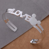 Sterling Silver Bangle Bracelet with Mickey Mouse Charm