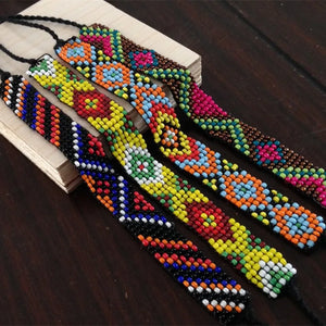 Colorful Seed Beaded Brazil Hemp Woven Bracelet Hippy Boho Friendship Bracelet