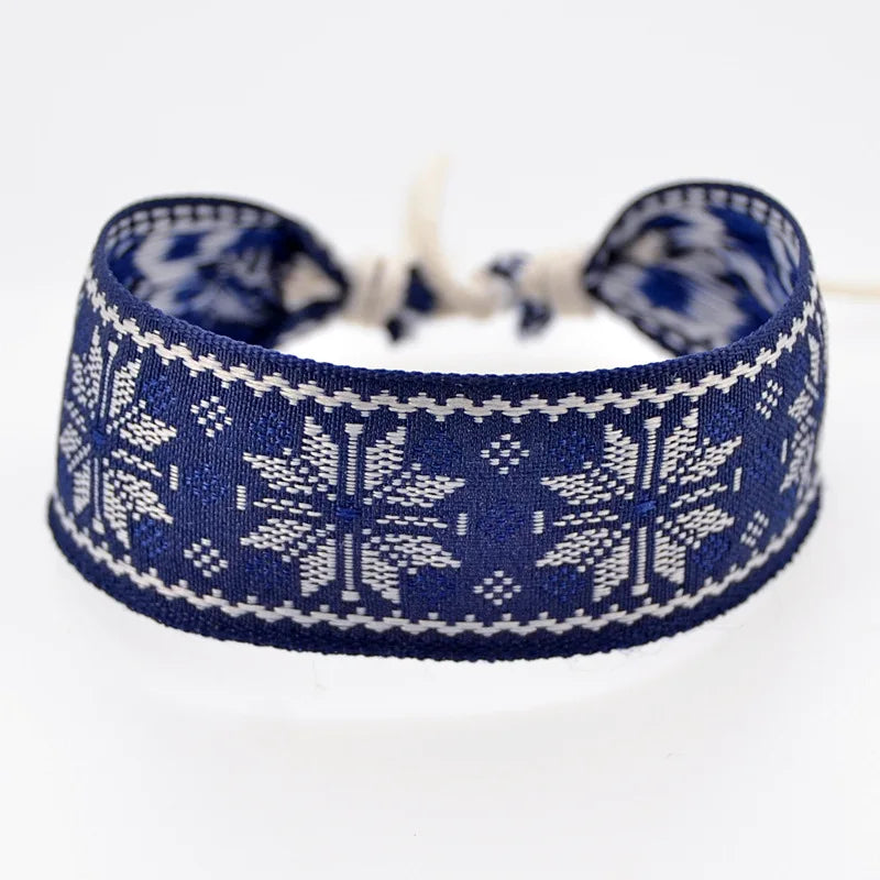 Ethnic Folk Cotton And Linen Bracelet Retro Cord Embroidery Hippie Friendship