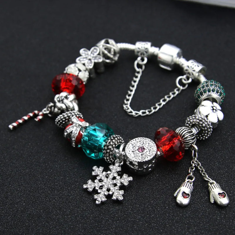 Christmas Tree/Santa/Snowflake Charms Crystal Resin Alloy Beads