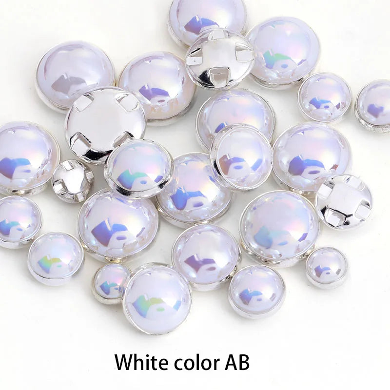 ABS Clawless Pearls Sewn on Rhinestone Wedding Dress Bags Handwork Crafts DIY