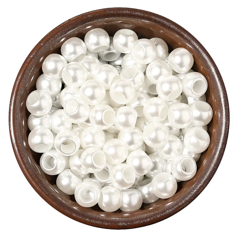 Big Hole ABS Pearl Round Beads for DIY Jewelry - 8/10/12/16mm