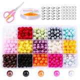 ABS Pearls Round Beads Box Cord Clasps Set DIY Bracelet Earrings