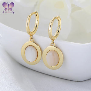 Natural Shell Oval Earrings 925 Sterling Silver Women's Fine Jewelry