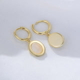 Natural Shell Oval Earrings 925 Sterling Silver Women's Fine Jewelry