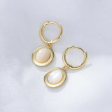 Natural Shell Oval Earrings 925 Sterling Silver Women's Fine Jewelry
