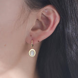 Natural Shell Oval Earrings 925 Sterling Silver Women's Fine Jewelry