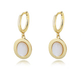 Natural Shell Oval Earrings 925 Sterling Silver Women's Fine Jewelry