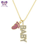 Butterfly Sterling Silver Girls Necklace Pendant Footprint Fine Jewelry