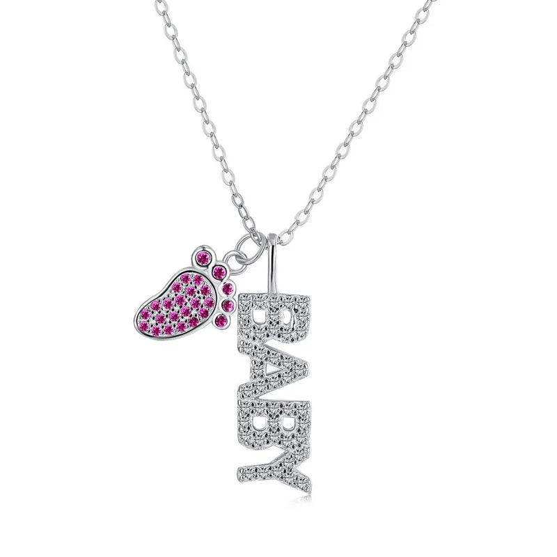 Butterfly Sterling Silver Girls Necklace Pendant Footprint Fine Jewelry
