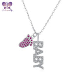 Butterfly Sterling Silver Girls Necklace Pendant Footprint Fine Jewelry