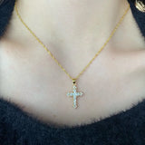 Butterfly 925 Sterling Silver Cross Pendant Necklace with SONA Simulated Diamond