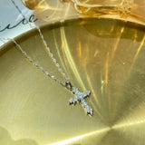 Butterfly 925 Sterling Silver Cross Pendant Necklace with SONA Simulated Diamond