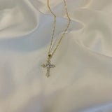 Butterfly 925 Sterling Silver Cross Pendant Necklace with SONA Simulated Diamond