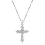 Butterfly 925 Sterling Silver Cross Pendant Necklace with SONA Simulated Diamond