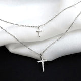 Butterfly 925 Sterling Silver Double Cross Pendant Necklace