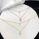 Butterfly 925 Sterling Silver Double Cross Pendant Necklace