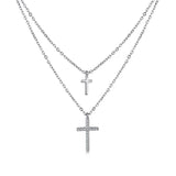 Butterfly 925 Sterling Silver Double Cross Pendant Necklace