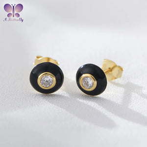 Butterfly 925 Silver Diamond Finish Round Earrings Jewelry
