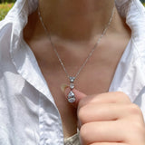 Butterfly 925 Silver 3CT Diamond Pendant Necklace